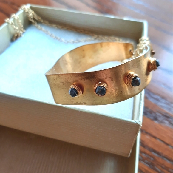 Nashelle Necklace Wire Wrapped Raw Jem Jewlery Long Chain - Picture 1 of 7